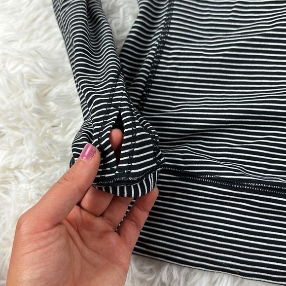 Lululemon Race Your Pace Long Sleeve Hyper Stripe Heathered Angel White Black - Picture 3 of 8